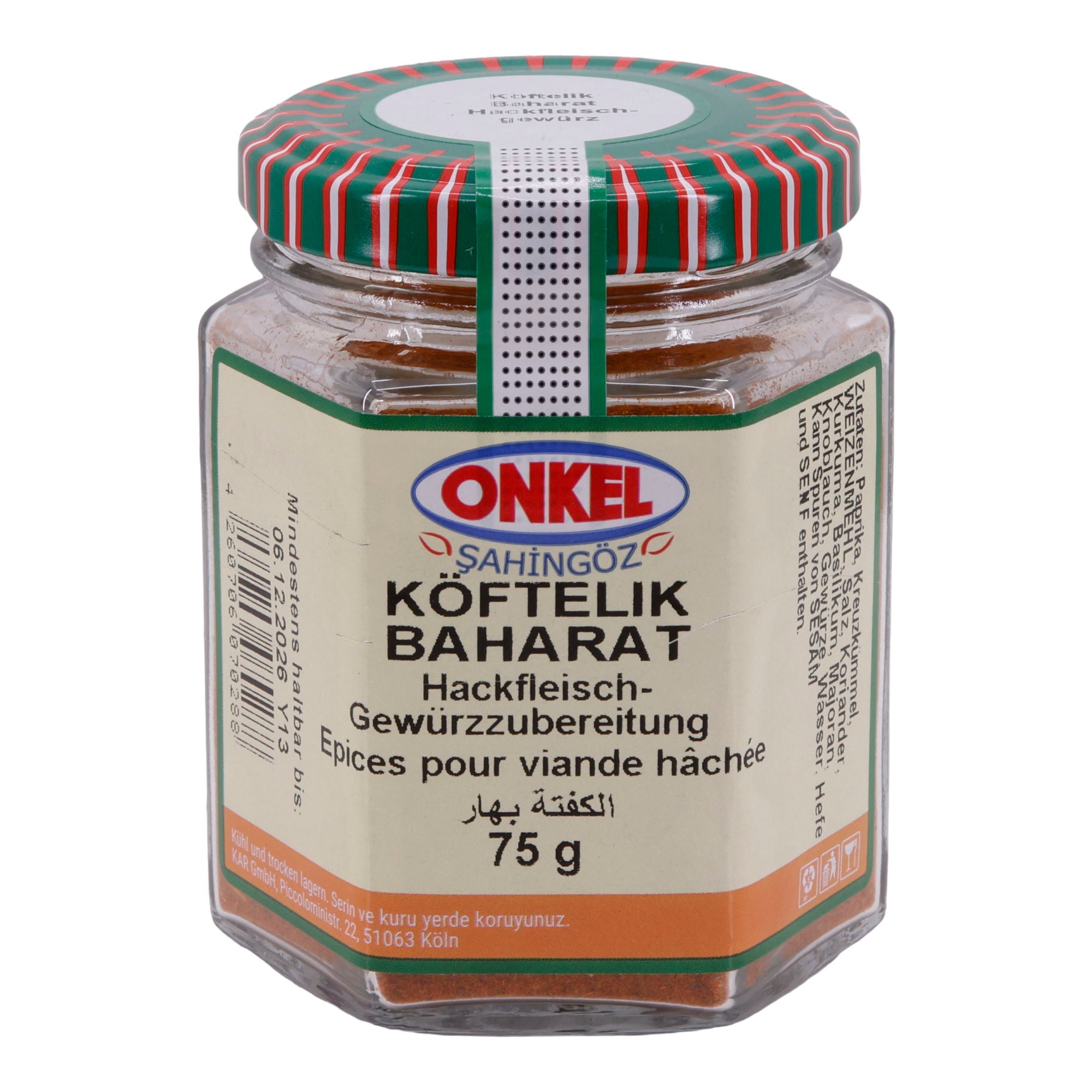 Köftelik Baharat Onkel Şahingöz | Gewürzmischung | Hackfleisch-Gewürzzubereitung | 75 g ONKEL SAHINGÖZ
